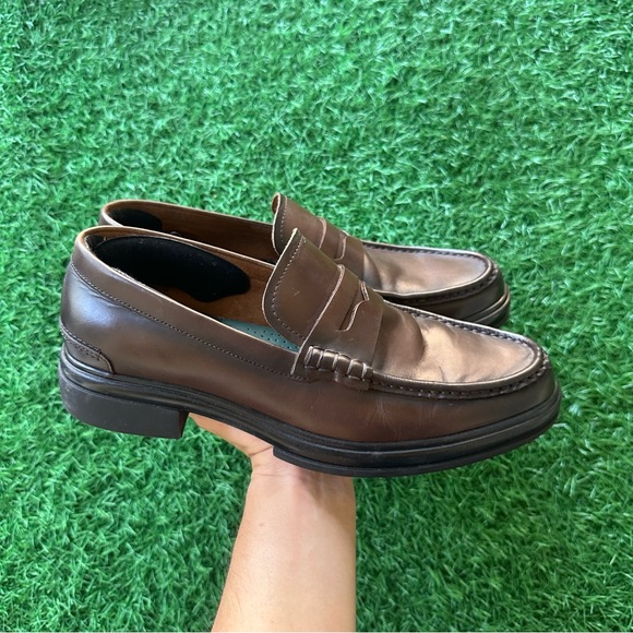 Aldo Men's Dark Brown Leather Loafers - Picture 2 of 10